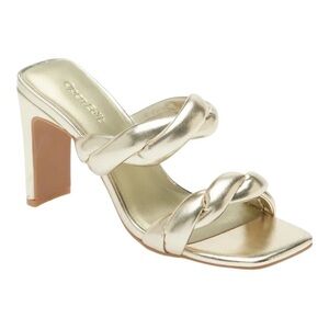OPEN Edit Remy Twist Gold Sandal Heels Size 8